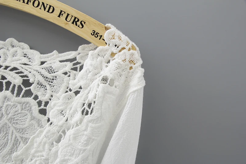 Crochet Lace Kimono Summer 2019 Fashion Holiday Lace Up Tops Women Long Sleeve Hollow Out White Blouse Beach Kimono Cardigan