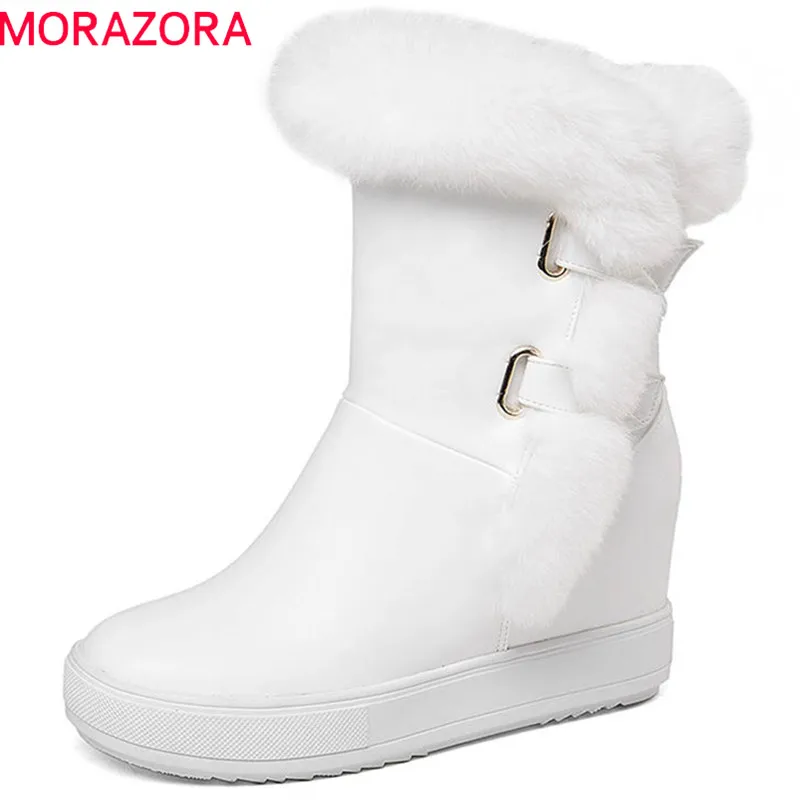 

MORAZORA 2020 new arrival ankle boots women round toe simple zipper winter boots platform wedges shoes woman warm snow boots