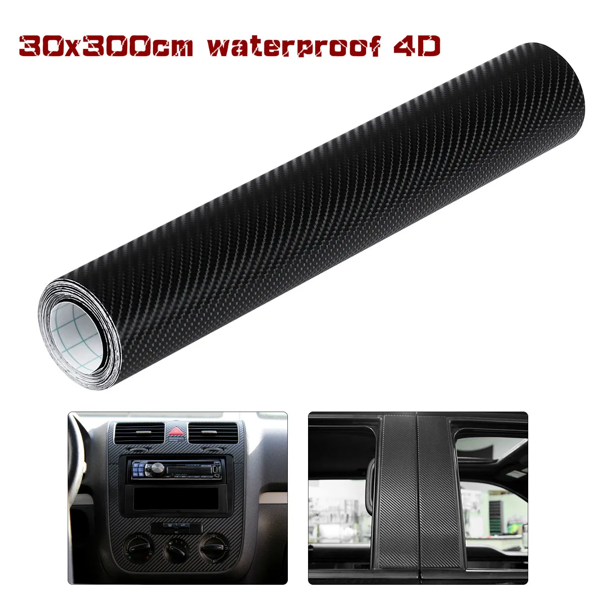 

30x300cm DIY 4D Black Car Carbon Fiber Wrap Roll Sticker Waterproof Vehicle Automobiles Body Film Cover Decoration Car Styling
