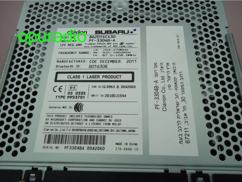 Оригинальный автомобильный радиоприемник 86201SC430 Clarion CD плеер для 2012 Forester OEM WMA MP3 USB