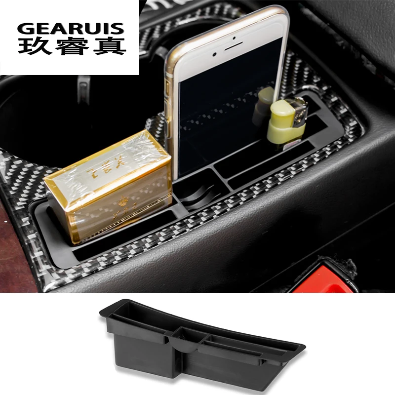 

Car styling Interior Cup Holder Frame Decorative Phone Card Holder Organizer Storage Box For Audi A4 B8 A5 auto Accessories