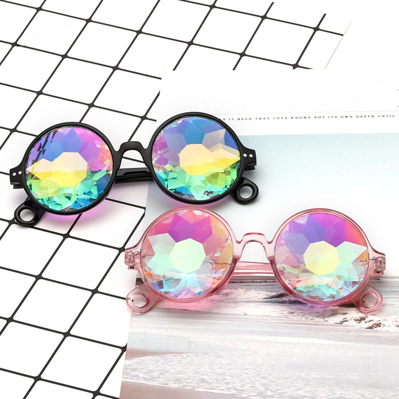 Круглый Калейдоскоп очки рейв фестиваль для мужчин женщин голографический калейдоскоп солнцезащитные очки красочные знаменитости вечерние