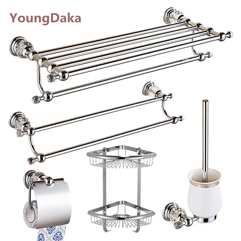 Bathroom Accessories Chrome Crystal Towel Ring Toilet Paper Holder Cup Holder Towel Bar Robe Hook Sanitary Ware Suite Bathroom Accessories Chrome Crystal Towel Ring Toilet Paper Holder Cup Holder Towel Bar Robe Hook Sanitary Ware Suite