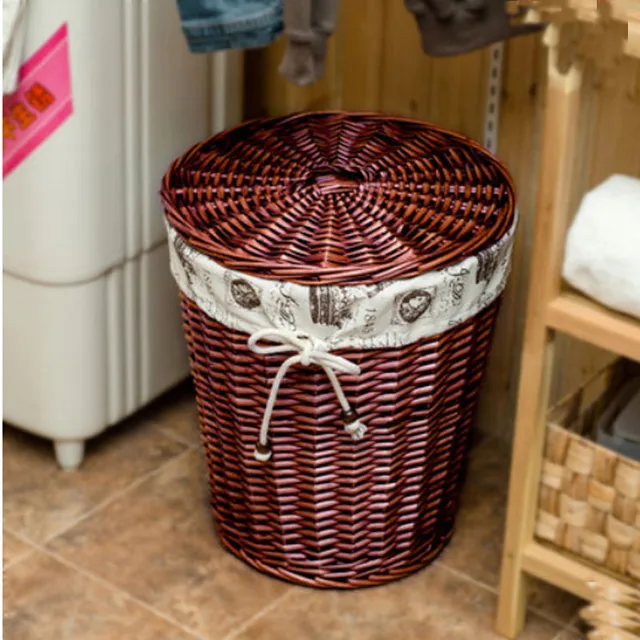 Pastoral Square large wicker storage baskets with lids decorative