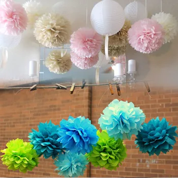 

100Pcs Holiday Supplies 20cm Decoration Cheap Chinese Tissue Paper Pompoms Pom Poms Flower Balls decoraciones for Wedding Party
