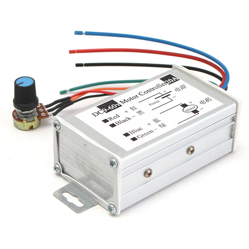 New 12V 24V 20A Max PWM DC Motor Stepless Variable Speed Controller 25kHz Switch Hot Sale