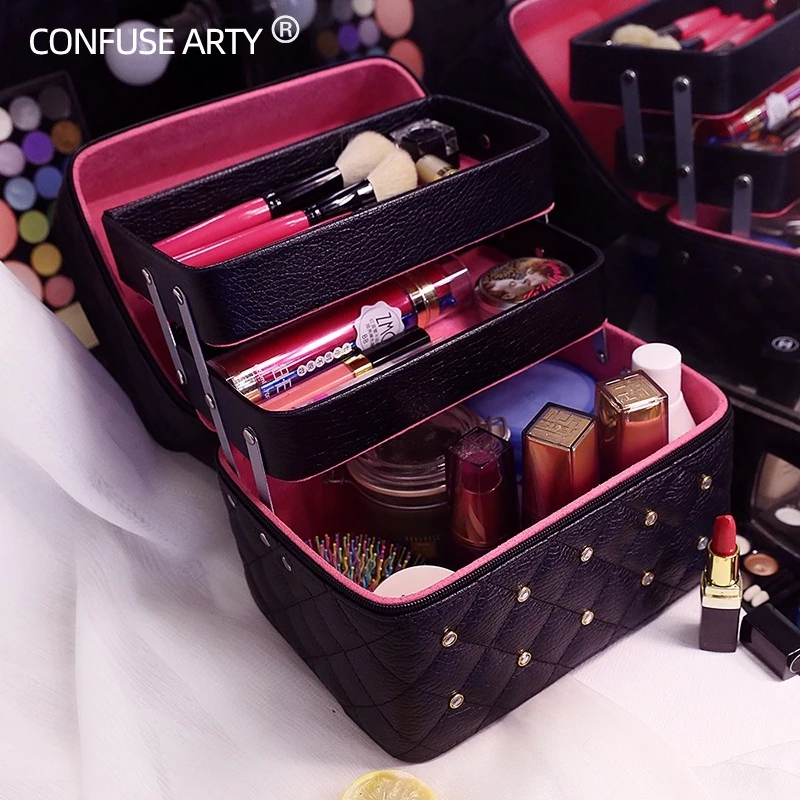  Makeup Bag High Quality Lovely Cosmetic Box Women casual Folding Layers Professional Travel Storage