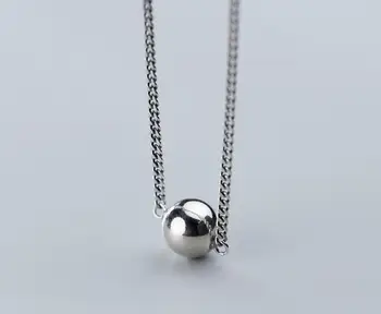 

10mm lUnisex Punk 100% real. Sterling Silver 925 Fine Jewelry Polished Lucky Ball Round Pendant flat Chain Necklace GTLX1904
