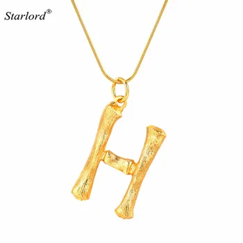 

Bamboo Letter Necklace Snake Chain Gold Alphabet Jewelry Chunky Big Initial H Letter Statement Personalized Gift P9081