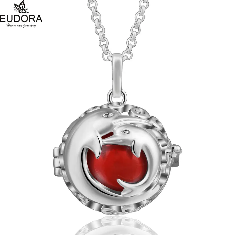 K197N20A05 Eudora Беременность ювелирное изделие, влюбленный Дельфин медальон кулон в форме 20 мм Красочные мексиканский шар, гармония Bola шар подвесные подарочные брелки - Окраска металла: K197N20A05