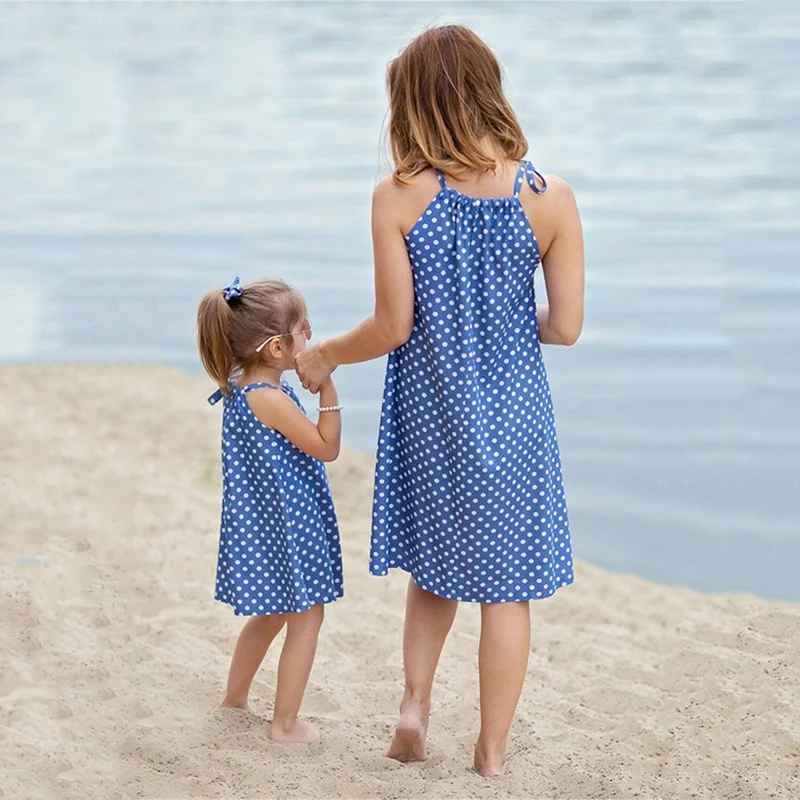 

Mommy And Me Clothes Boho Beash Summer Mother Daughter Dresses Women Kids Girl Polka Dot Playa Dress Family Matching Outfits