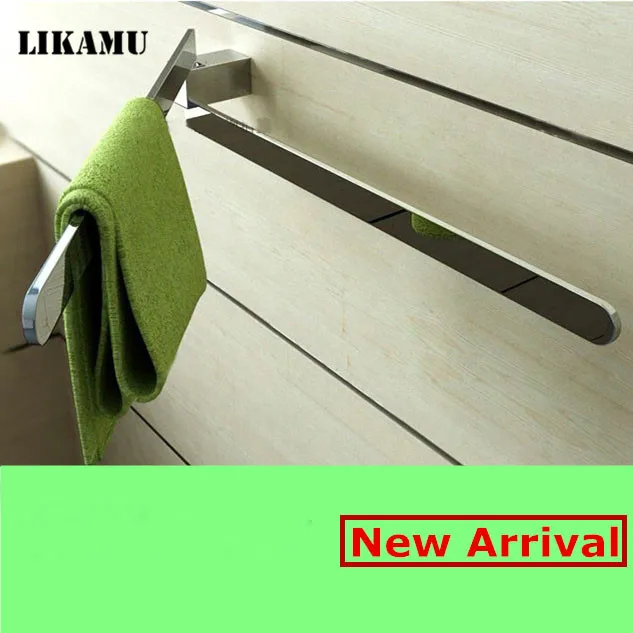 Buy Bathroom Active rod with chrome finished brass towel bar double towel shelf squaer Bathroom