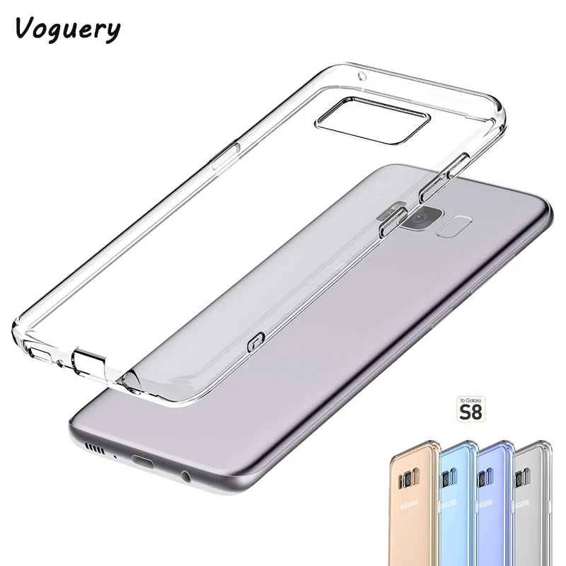 Voguery Transparent Soft TPU Case Cover for Samsung Galaxy S8 / Plus Phone Shell Ultra Slim Rubber Gel Clear Fundas | Мобильные