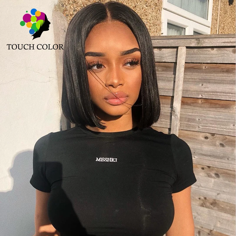

Touch Color Hair Lace Front Human Hair Wigs For Black Women Malaysia Remy Hair Short Cut Human Hair Bob Wigs With Baby Hair
