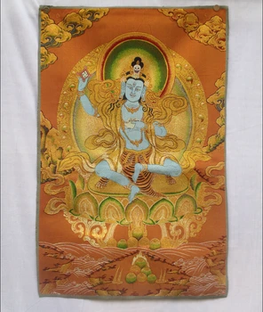 

Collectible Traditional Tibetan Buddhism in Nepal Thangka of Buddha paintings ,Big size Buddhism silk brocade painting p002619