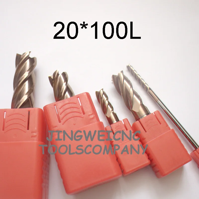 

2/4 Flutes HRC55 tungsten carbide flat end mill 20mm X 100mm length with tialn coating, solid carbide milling cutter