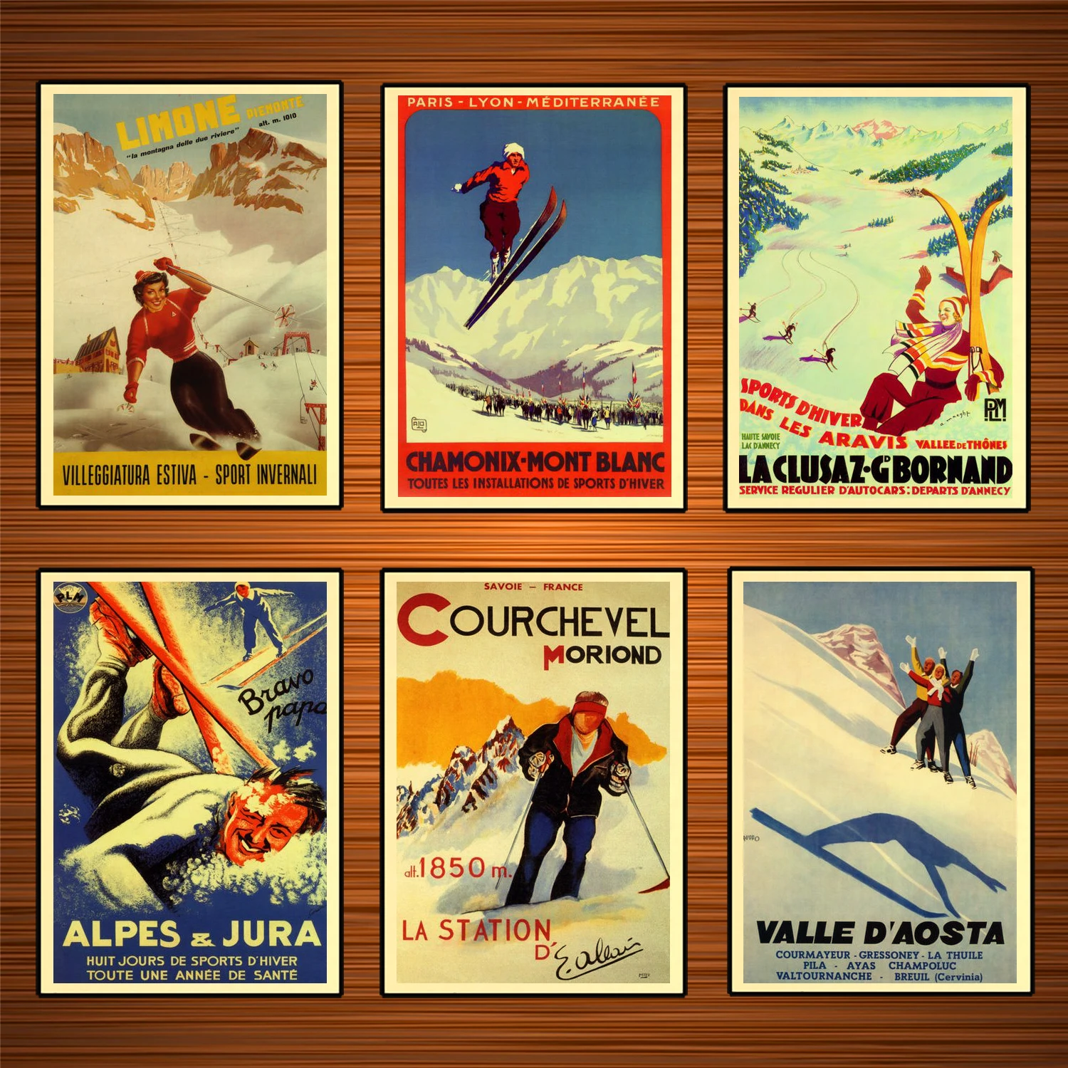 Vintage Skiing Sports Travel Poster la clusaz grand bornand Classic