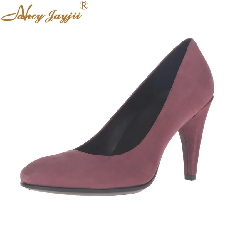 Women Pumps Adult Burgundy Ladies Shoes Flock Super High Thin heels