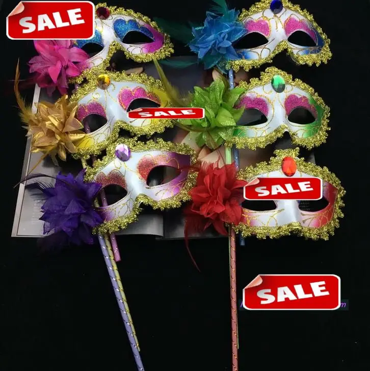 Masquerade Venetian bulu bunga permata memicu topeng pada 