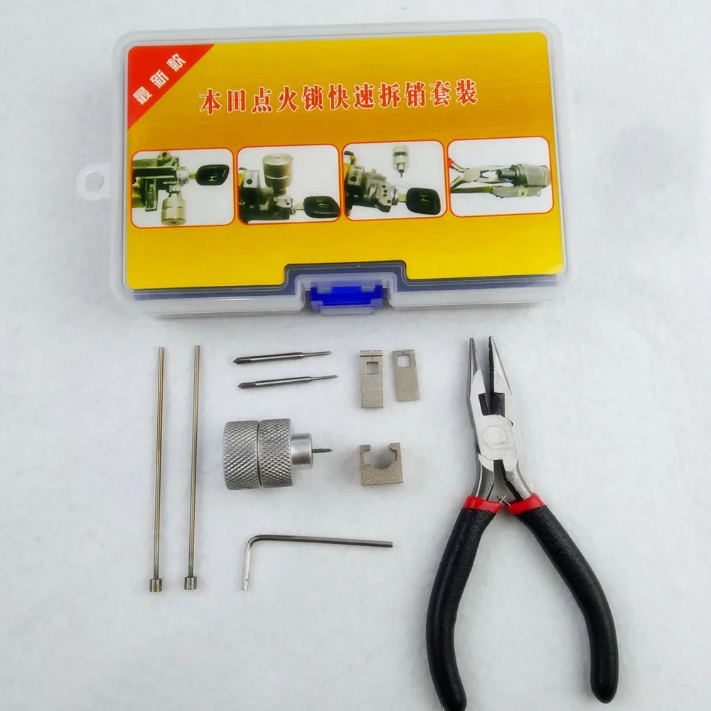 

CHKJ Car Lock Disassembly Tool Lock Decoder Pin Flip Key Remover Ignition Cancellation Lock Removal Locksmith Repair for Honda