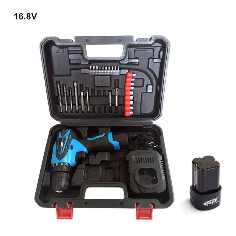 16.8V Electric Screwdriver Two Battery Cordless Screwdriver Rechargeable Parafusadeira Furadeira Electric Drill Power Tools