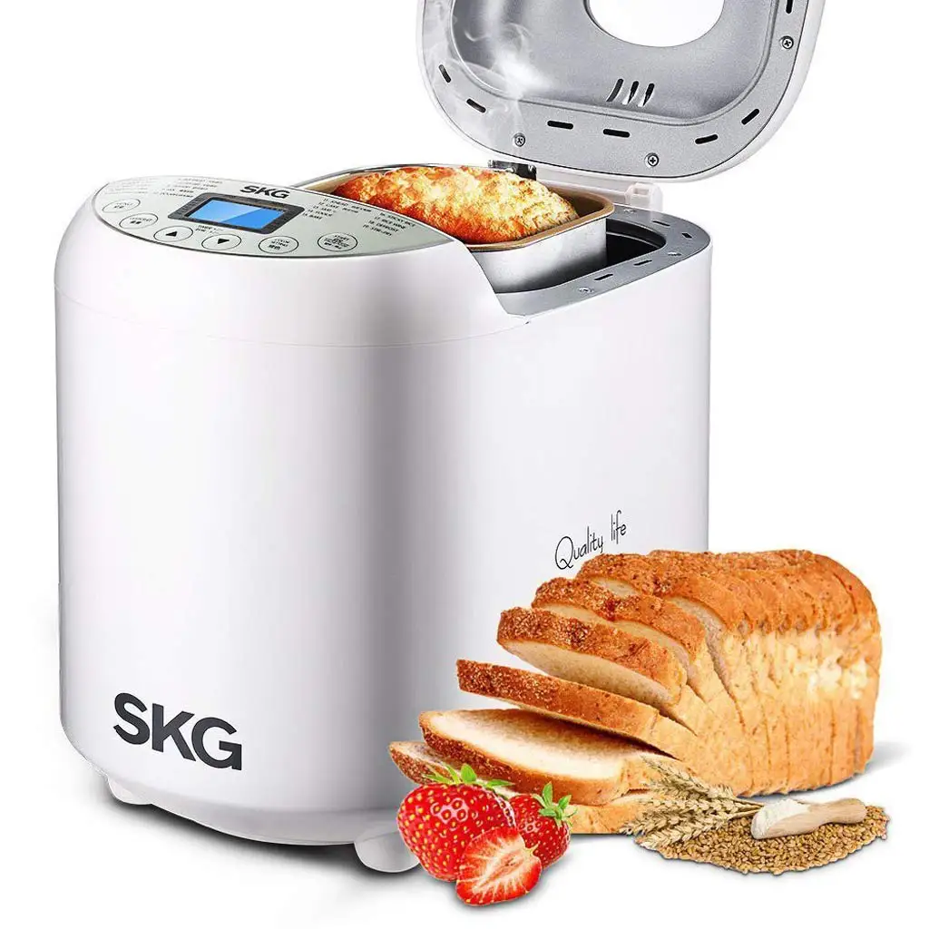 

Automatic Bread Machine, 19 Programs, 3 Loaf Sizes, 3 Crust Colors, 15 Hours Delay Timer, 1 Hour Keep Warm, White