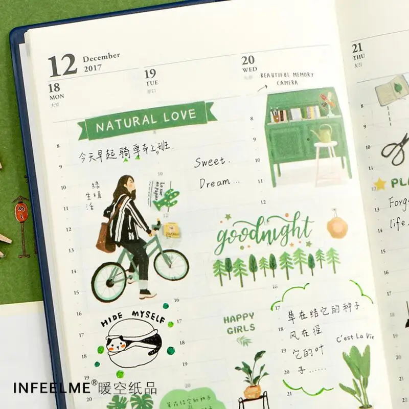 

60mm wide Fresh Daily life Oxygen diary decoration washi tape DIY planner scrapbooking diary masking tape escolar
