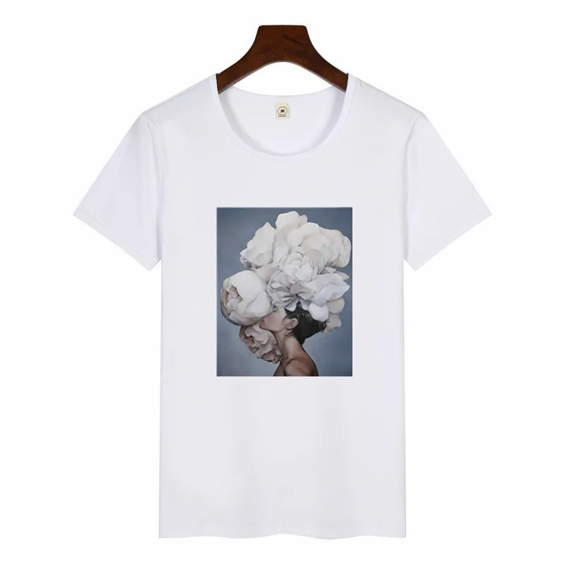 

Aesthetics Sexy Flowers Feather Print Harajuku Tops Tees Summer Fashion Vintage Casual Short-Sleeve T-Shirt Graphic Tee Women
