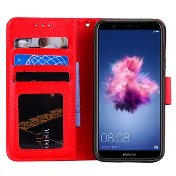 

100pcs/lot free shipping Case for huawei P Smart Soft TPU + PU Leather Lychee Wallet Case for huawei honor 9 Lite Enjoy 7S