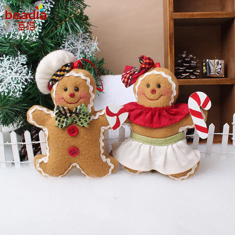 

1pc Christmas Ornaments Gingerbread Man Decorated Small Pendant Christmas Tree Set Ornament Plush Christmas Pendant Supplies