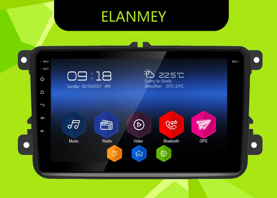 Top Elanmey GPS 8-Core Bluetooth stereo android 8.1.0 car multimedia player for Polo golf passat cc skoda tiguan radio no DVD Player 0