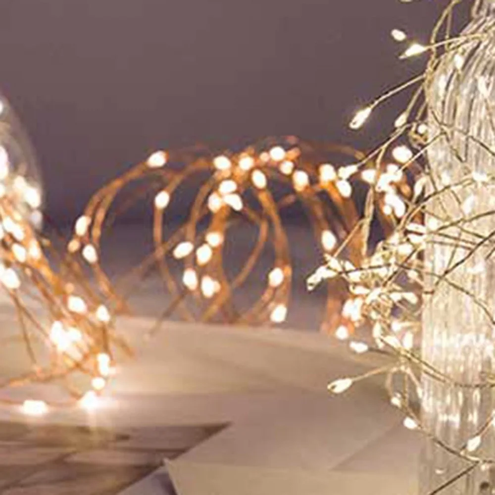 Светильник-гирлянда из серебряной проволоки, светодиодный светильник-гирлянда s, праздничный светильник ing для сказочной рождественской елки, гирлянда, украшение для свадебной вечеринки