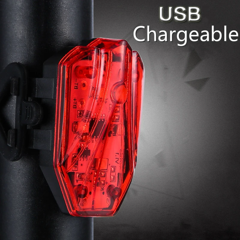 

3W 4 LED USB Rechargeable Bicycle Rear Back Light Waterproof LED Bicycle Light Safety Cycling Tail Lamp Taillight 3 Modes