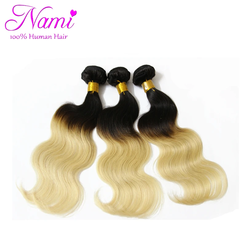 

6A Ombre Brazilian Body Wave Hair Extensions Two Tone Hair Weave 4Pcs/Lot 1B/613 100% Remy Human Blonde Hair Free Shipping