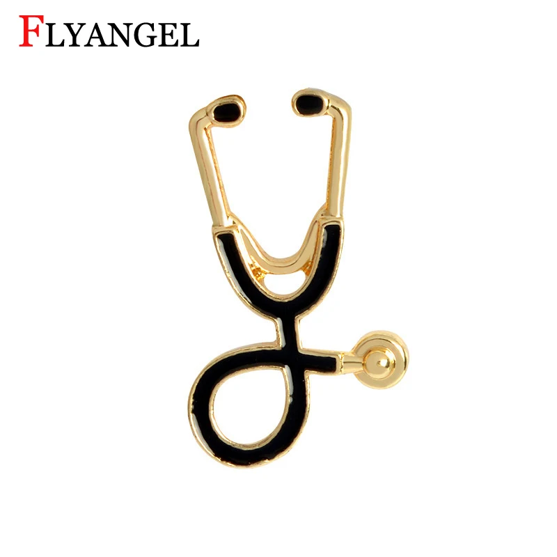 

Women Men Stethoscope Brooch Pins Gold Silver Black Collar Corsage Gift for Doctors Nurse Physicians Medical Student Graduation