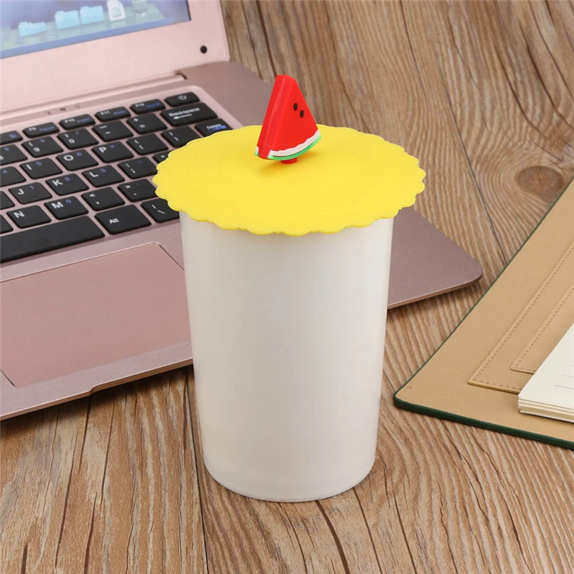 Tenske Silicone Cover Hot Reusable Cute Fruit Lace Dust Cup DIY Free Splicing Thermal Insulation Cup Seal Cover*30 GIFT 2017