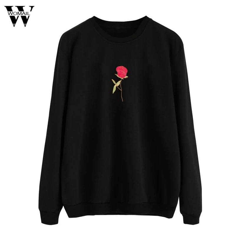 Rose embroidered hoodie women's Clearance