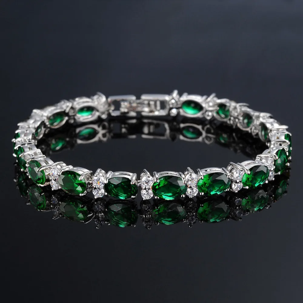 Fate Love Fashion style Elegant Cubic Zircon Women Bracelets Bridal Wedding Full Purple/Green Stone Never Fade Bracelets FL419