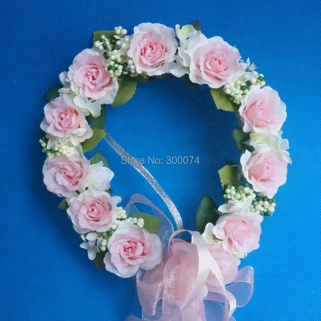 Head Wreath & Garland Artificial White Rose Flower Hair Bridal