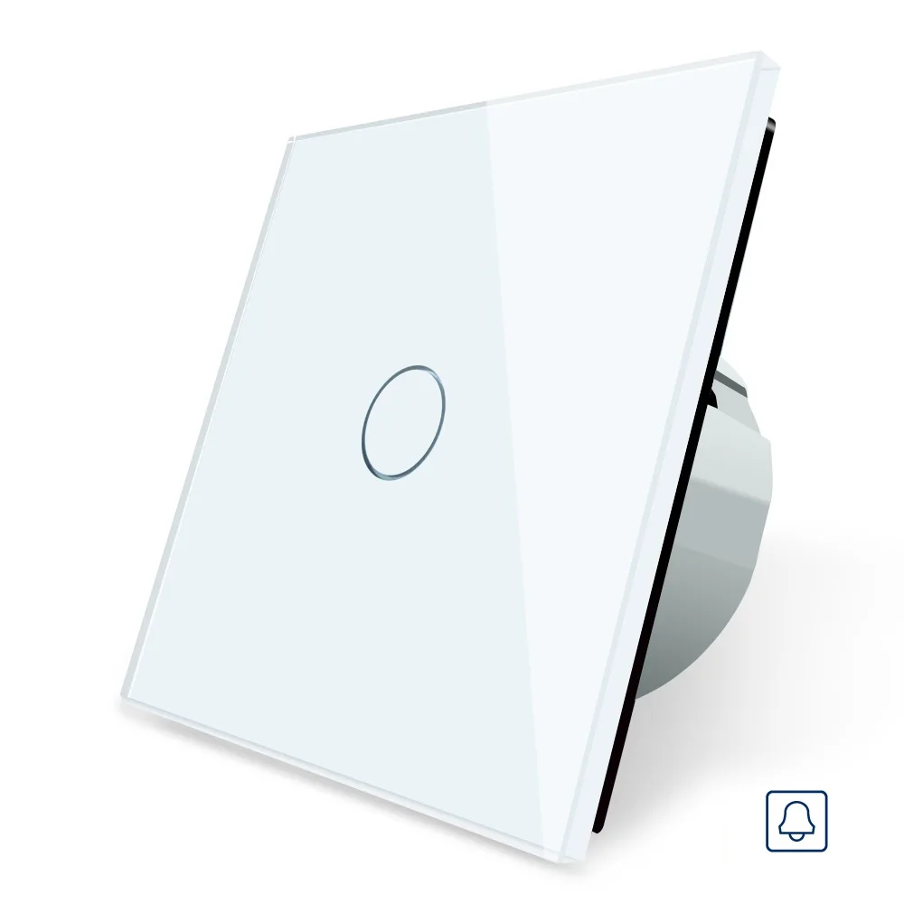 EU Standard, Door Bell Switch, Crystal Glass Switch Panel, 110250V 5A