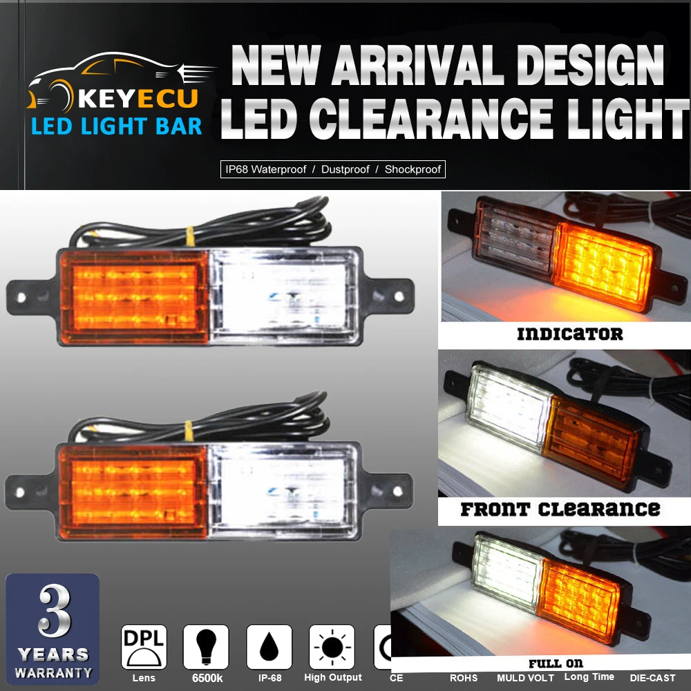 

KEYECU 2pcs 10-30V 30LEDS FRONT INDICATOR PARK LED BULL BAR LIGHT fits TRUCK TrailerInterchangeable with most Bullbar lights