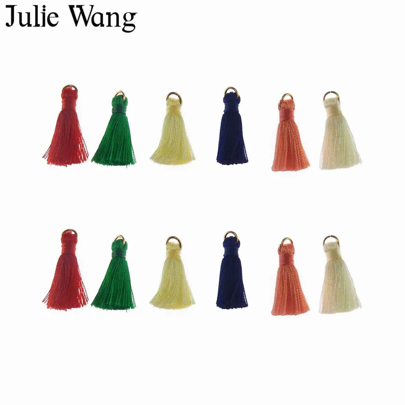 Julie Wang 10PCS Colorful Alloy+Cotton Tassel For Earring Pendant Charms Keychain Cellphone Straps Purses Jewelry Accessories Julie Wang 10PCS Colorful Alloy+Cotton Tassel For Earring Pendant Charms Keychain Cellphone Straps Purses Jewelry Accessories