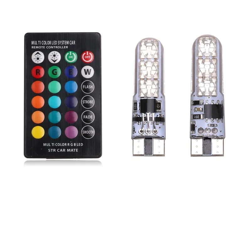 

Clearance Lights 2PCS Canbus Multi-Color RGB LED T10 194 168 W5W Car Interior Fancy Dome Read Bulb Remote Width Lights Source