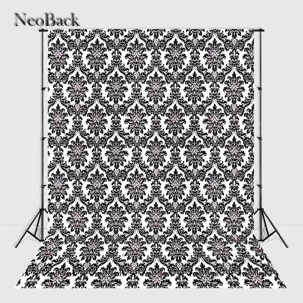 

NeoBack 9x12ft Washable Seamless Photo Backdrop Modern Vintage Black White Damask Versatile Portrait Photo Background M0006