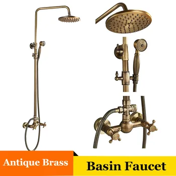 

Senlesen Chrome/ Bronze/ Brass Bathroom Shower Faucet Wall Mount W/ Hand Shower Set Cold and Hot Water Mixer Tap Para Bath