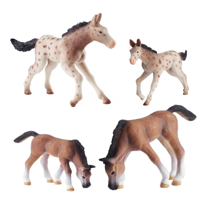 2pcs/set Kenapo Foal Classic Horses Toy Plastic African Animals Action