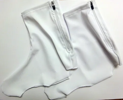 white cycling overshoes