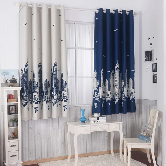 new blue castle curtains mediterranean style for living room short curtains for children room bedroom window - Short Curtains For Bedroom new blue castle curtains mediterranean style for living room short curtains for children room bedroom window - Short Curtains For Bedroom