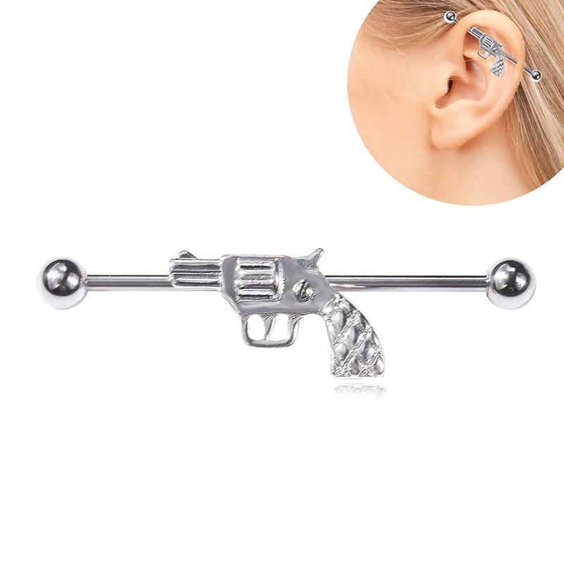 

2019 New Stud Earrings Personality Punk Gun Shaped Weapon Female Stud Earrings Pistol Earrings for Women Men Hip Hop Jewelry