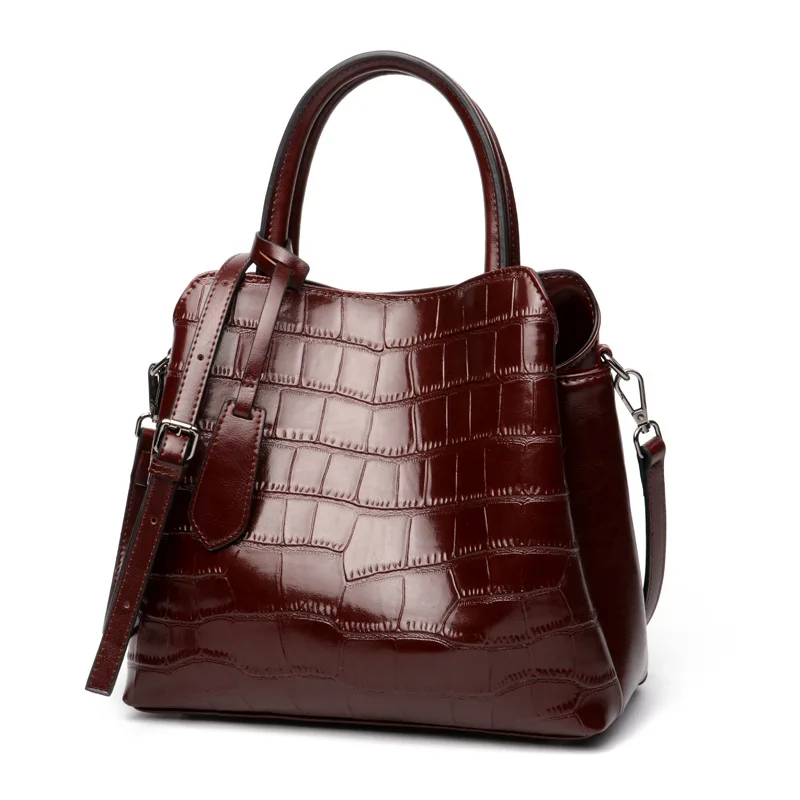 

Women Genuine Leather Handbags New Autumn And Winter Soft Oil Wax Leather Large Capacity Ladies Hand Shoulder Messenger Bags